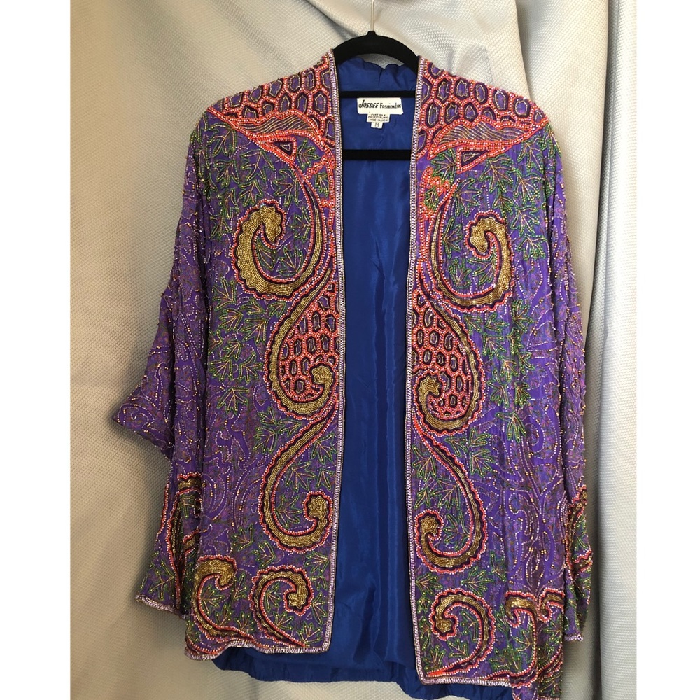 Purple vintage hand beaded jacket